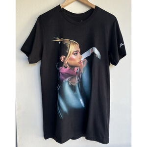 Dua Lipa Face Future Nostalgia Tour Black Band T-Shirt Official Tour Merch Sz M